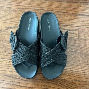 Marc Fisher Black Woven Sandals